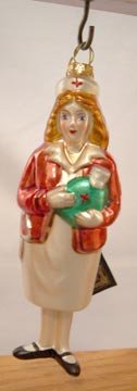Figural Red Cross Nurse Glass Ornament