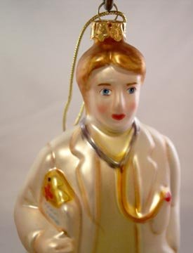Figural Red Cross Doctor or Male Nurse Glass Ornament