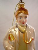 Figural Red Cross Doctor or Male Nurse Glass Ornament