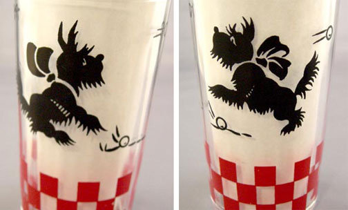 Two Different Vintage Scottie Dog Glasses