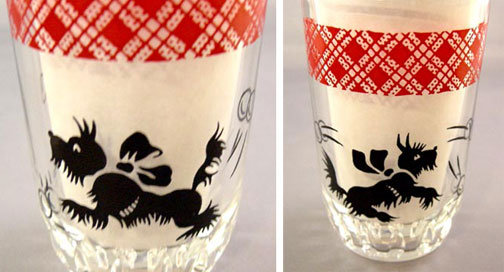 Two Different Vintage Scottie Dog Glasses