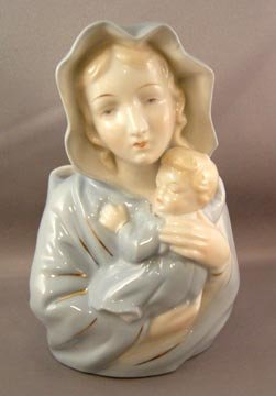 Vintage Blond Madonna and Infant Head Vase Planter
