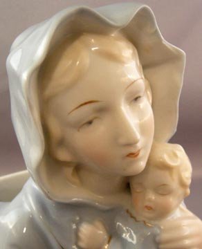 Vintage Blond Madonna and Infant Head Vase Planter