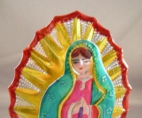 Virgin of Guadalupe Punch Tin Candle Holder