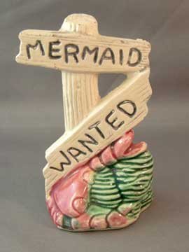 Older Aquarium Ornament Mermaid Wanted Sign