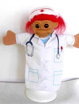 Russ Red Haired Nurse Troll Hand Puppet