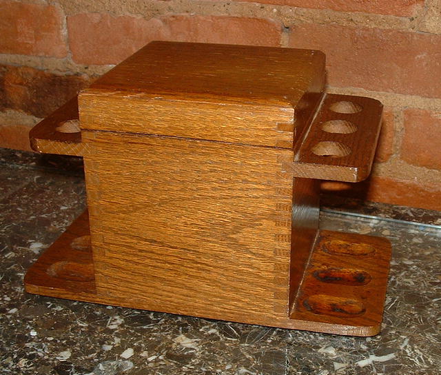 Oak Arts and Crafts Humidor Pipe Stand