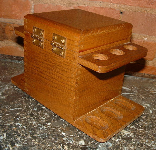 Oak Arts and Crafts Humidor Pipe Stand