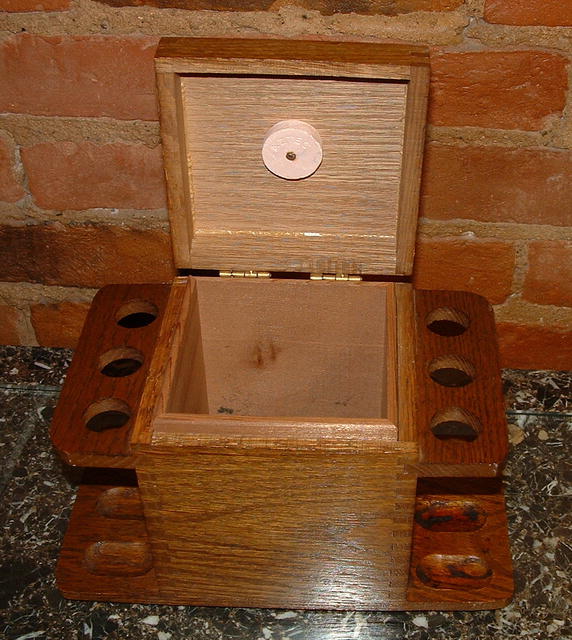 Oak Arts and Crafts Humidor Pipe Stand
