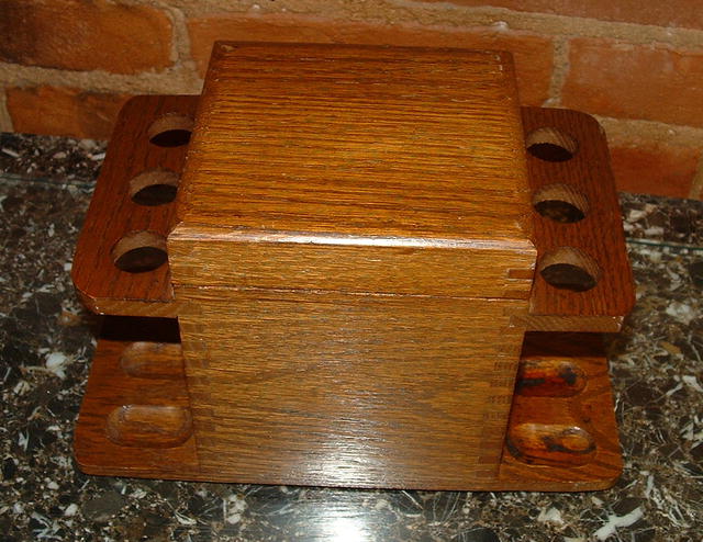 Oak Arts and Crafts Humidor Pipe Stand