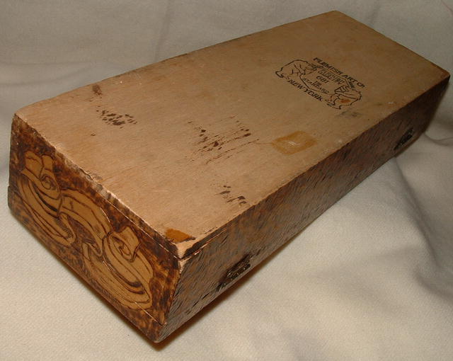 Antique Flemish Art Pyrography Glove Box
