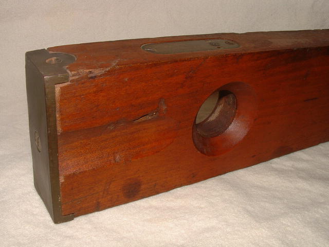 Antique Wood and Brass Vertical Level