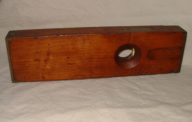 Antique Wood and Brass Vertical Level