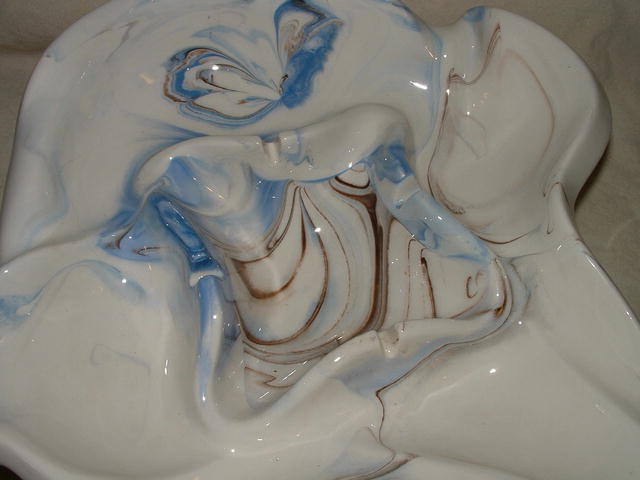1979 Signed White/Blue/Brown Ceramic Ashtray
