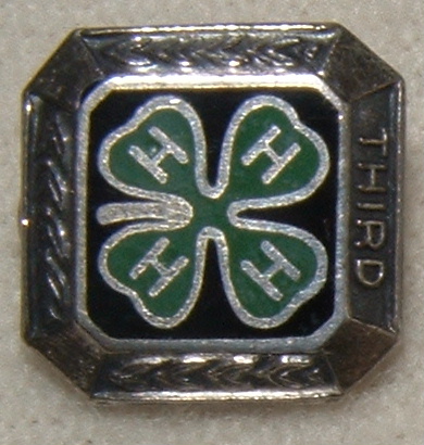 Vintage Sterling Silver & Enamel 4-H Pin