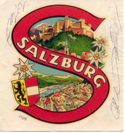 Vintage Salzburg Austria Souvenir Window Decal