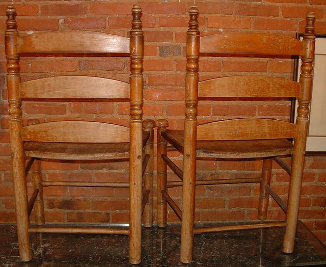 Unusual Pair of Antique Primitive Maple Side Chairs