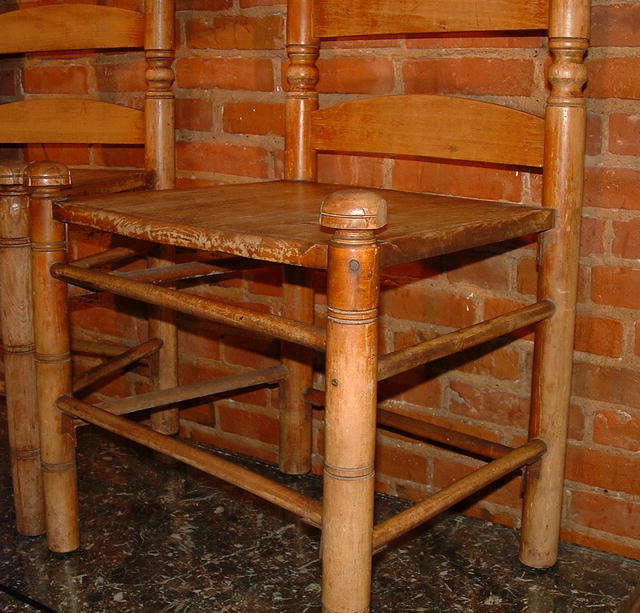 Unusual Pair of Antique Primitive Maple Side Chairs