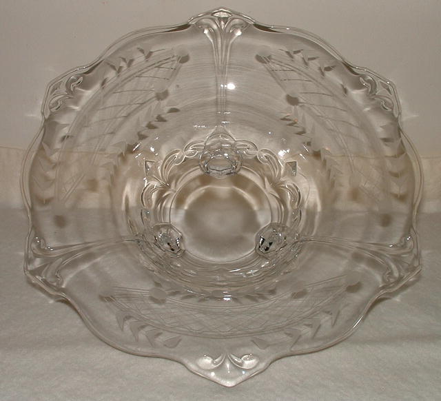 Vintage / Antique Etched Glass Footed Bowl