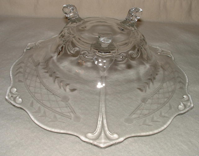 Vintage / Antique Etched Glass Footed Bowl