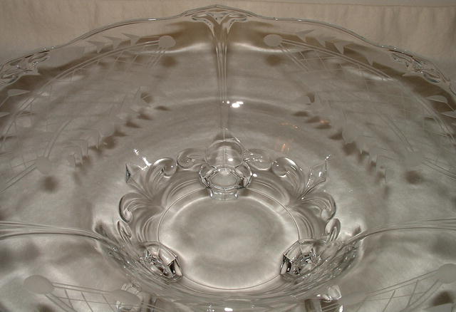 Vintage / Antique Etched Glass Footed Bowl
