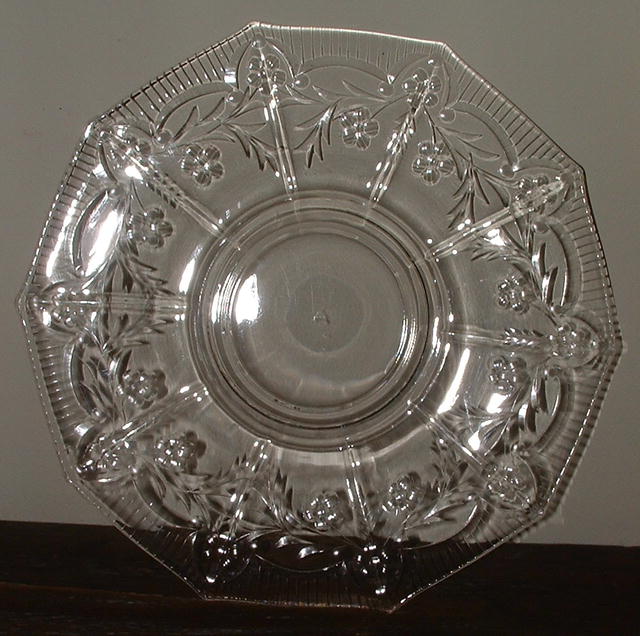 Antique Cambridge Etched Glass 10-Sided Plate