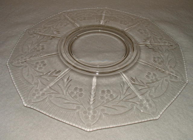 Antique Cambridge Etched Glass 10-Sided Plate