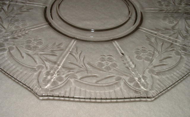 Antique Cambridge Etched Glass 10-Sided Plate