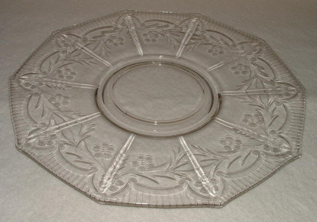 Antique Cambridge Etched Glass 10-Sided Plate