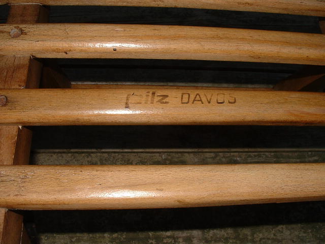 Antique Swiss Davos Hickory & Iron Bentwood Sled / Toboggan