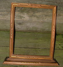 Antique Primitive 8 x 10 Carved Wooden Frame on Stand