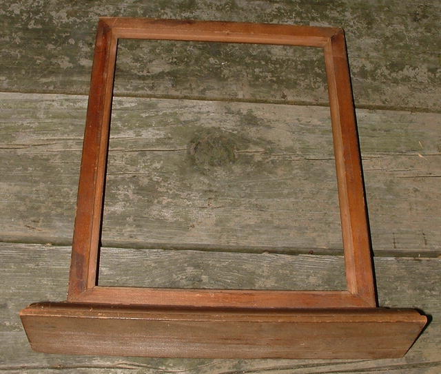 Antique Primitive 8 x 10 Carved Wooden Frame on Stand