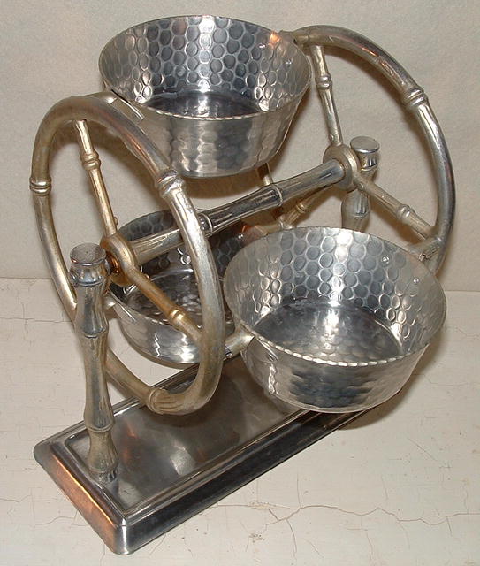 Vintage Hammered Aluminum Ferris Wheel Server