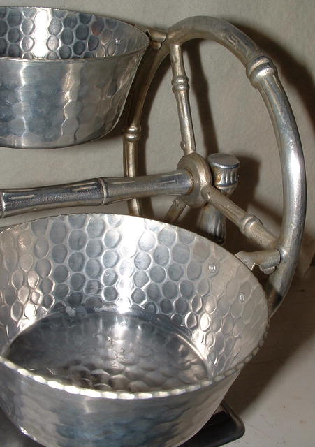 Vintage Hammered Aluminum Ferris Wheel Server