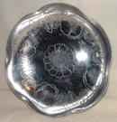 Antique Hand-Wrought Aluminum Scalloped Dish with Pansy Design