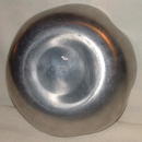 Antique Hand-Wrought Aluminum Scalloped Dish with Pansy Design