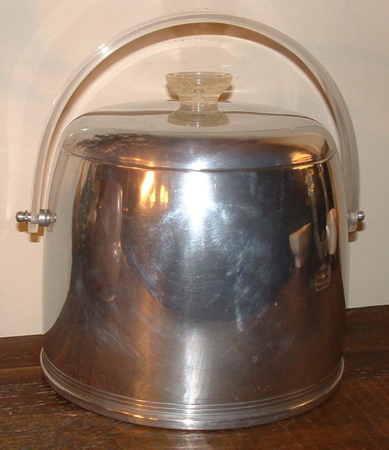 Vintage Mid-Century Deco Kromex Ice Bucket with Lucite Handle