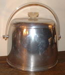 Vintage Mid-Century Deco Kromex Ice Bucket with Lucite Handle