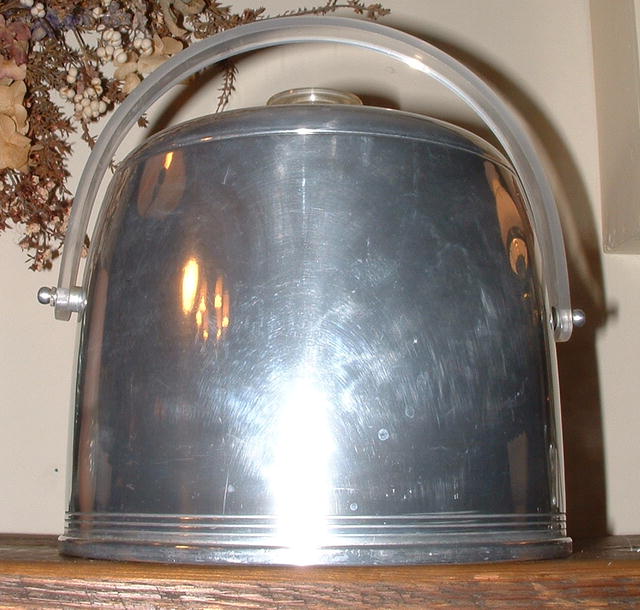 Vintage Mid-Century Deco Kromex Ice Bucket with Lucite Handle
