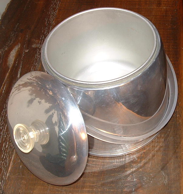 Vintage Mid-Century Deco Kromex Ice Bucket with Lucite Handle