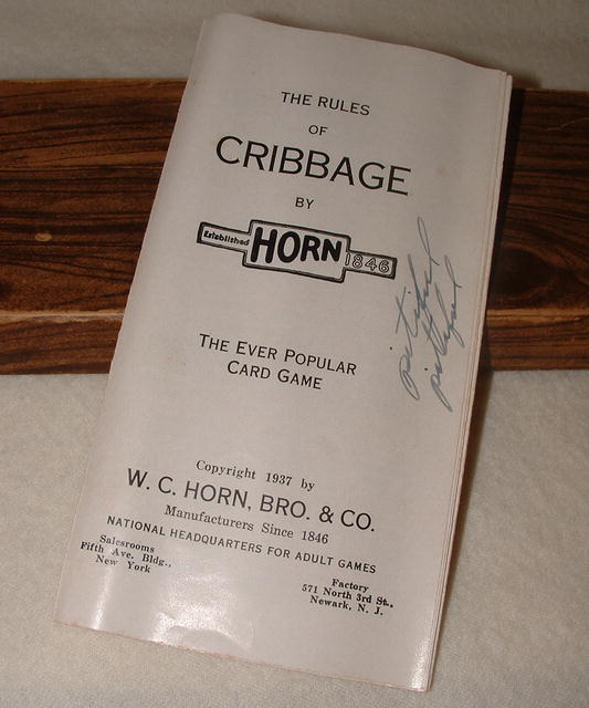 Antique Horn Wooden Cribbage Board No. C 36, Circa 1937