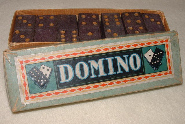 German Wood Domino Set in Box, Circa 1940's