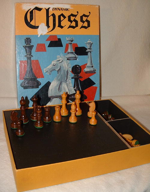 Vintage 1973 Dynamic Chess Set with Wooden Pieces