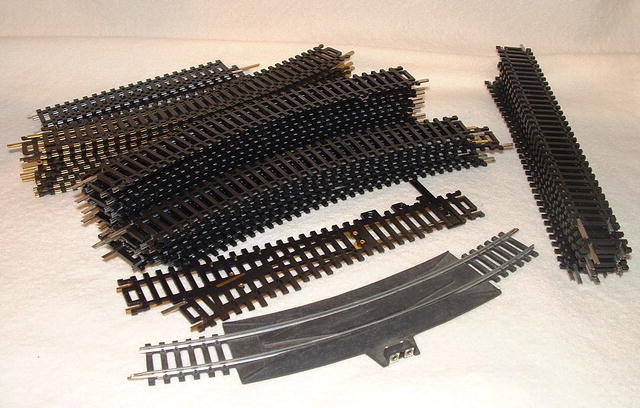 Vintage HO Gauge Bachmann Steel Train Track, Signs, & Telephone Poles