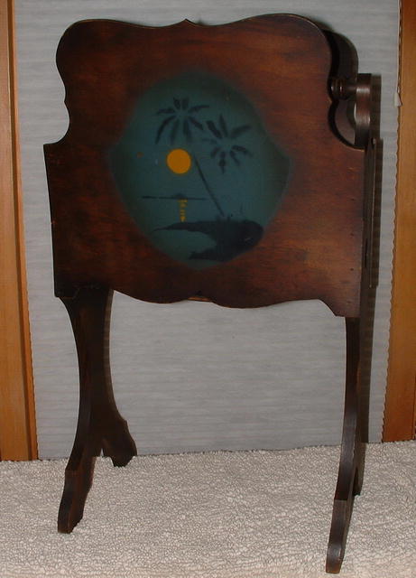 Antique Wood Magazine Stand with Tropical Stencil