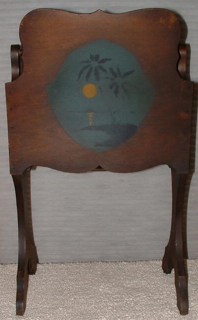 Antique Wood Magazine Stand with Tropical Stencil