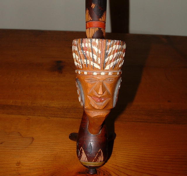 Vintage Hand-Carved Wooden Indian Head Pipe