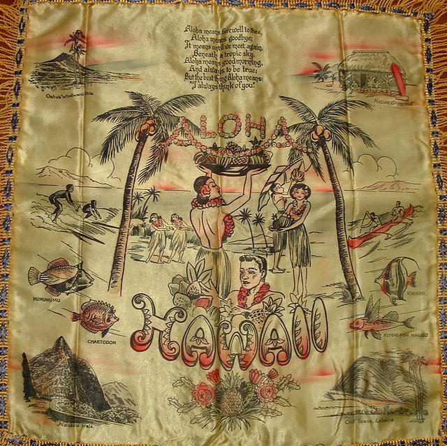 WWII Era / Mid-Century Souvenir Aloha Pillow Cover From Hawaii
