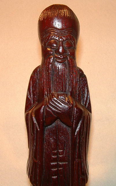 WWII Era / Mid-Century Wood Carving of Asian Holy Man
