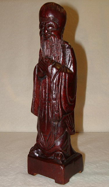 WWII Era / Mid-Century Wood Carving of Asian Holy Man